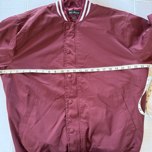 Ever Forward Burgundy Varsity Bomber Jacket with Ribbed Collar Premium Size L - Picture 8 of 9